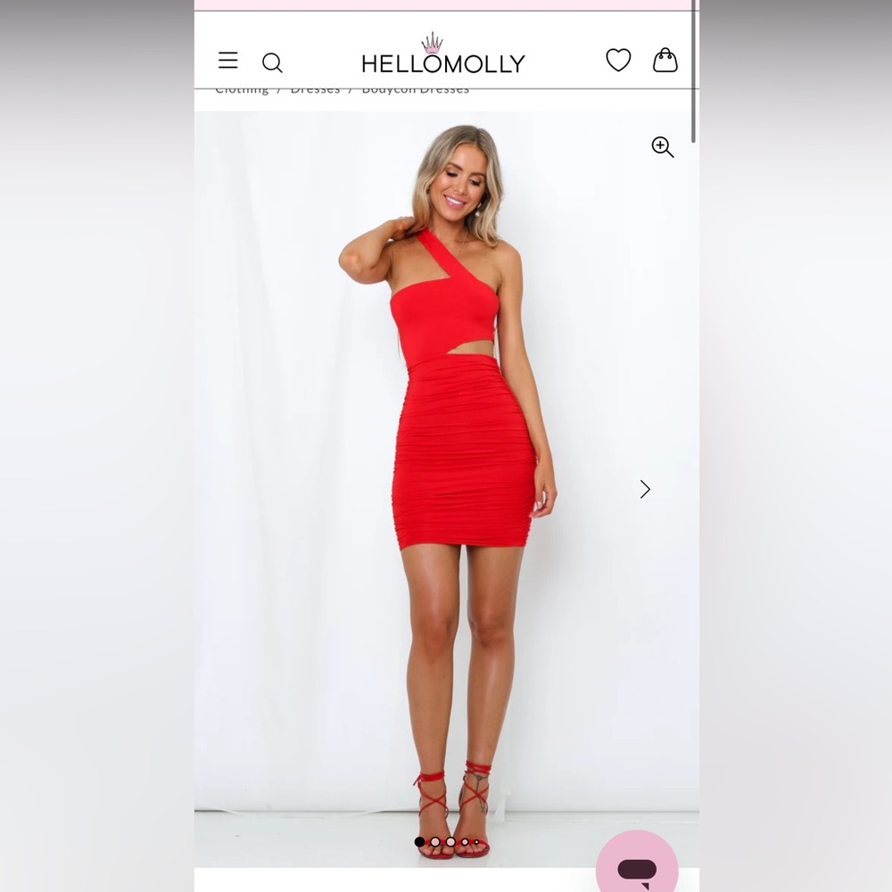 NWT Hello Molly Red One-Shoulder Dress